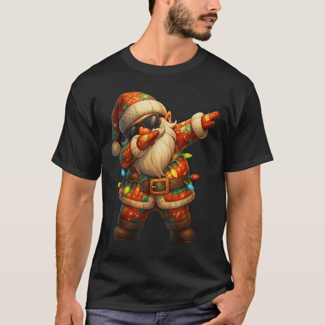 Camiseta Hugvyn Christmas_ Patchwork Dabbing Papai Noel Xm (Frente)