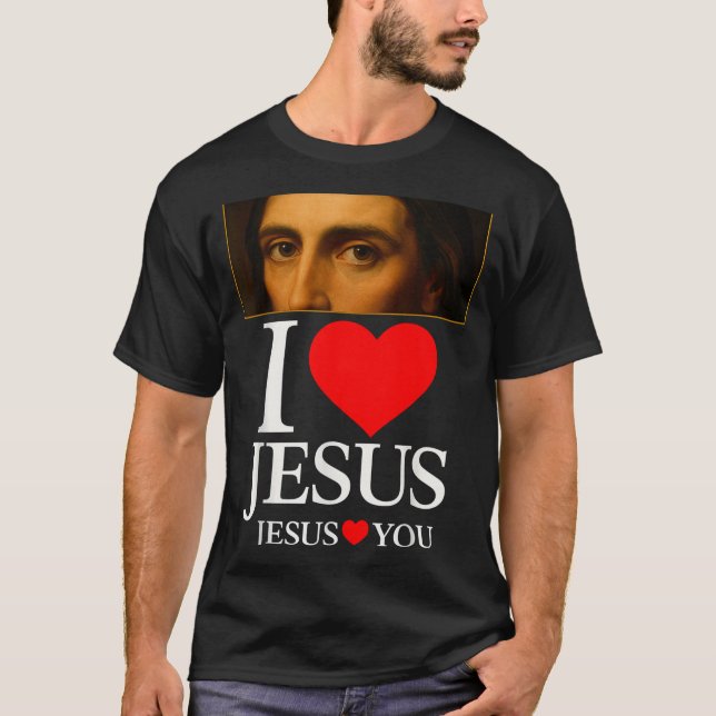 Camiseta Hugvyn I Love Jesus I Heart Jesus Faith American C (Frente)