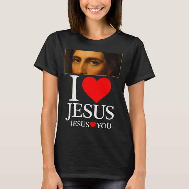 Camiseta Hugvyn I Love Jesus I Heart Jesus Faith American C (Frente)
