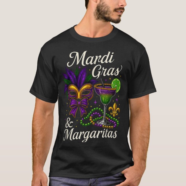 Camiseta Hugvyn Mardi Gras And Margaritas Louisiana New Orl (Frente)