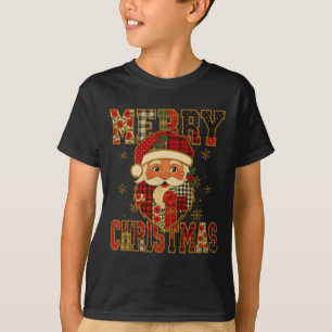 Camiseta Hugvyn Natal Papai Noel Feliz de Patchwork Chris