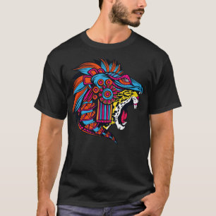 Camiseta Huichol Aztec Jaguar Head