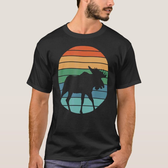 Camiseta Huinting Caçador de Moose Retro (Frente)