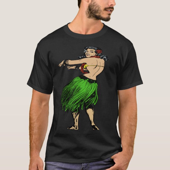 Camiseta Hula Girl Hawaiian Vacation Hawaii Dancer Pin Up (Frente)
