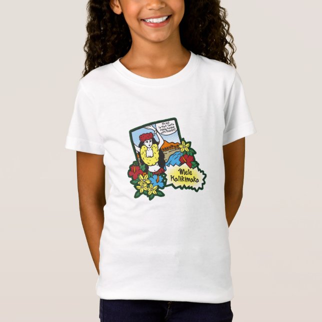 Camiseta Hula Girl Mele Kalikimaka Cartoon de Natal no Hava (Frente)