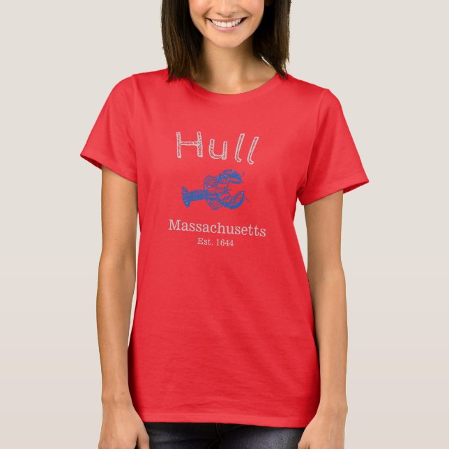 Camiseta Hull Massachusetts Blue Lobster, escura,  (Frente)