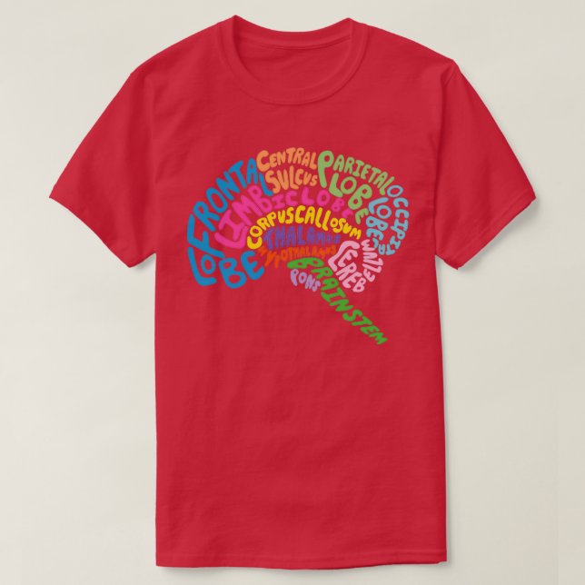 Camiseta Human Brain Anatomy using Typography  (Frente do Design)