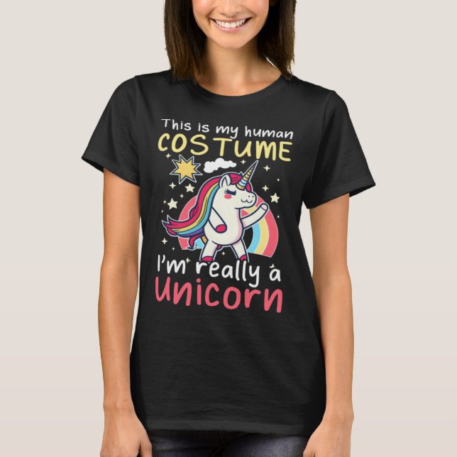 Camiseta Human Costume I'm Realy Unicorn Design Unicorn (Frente)