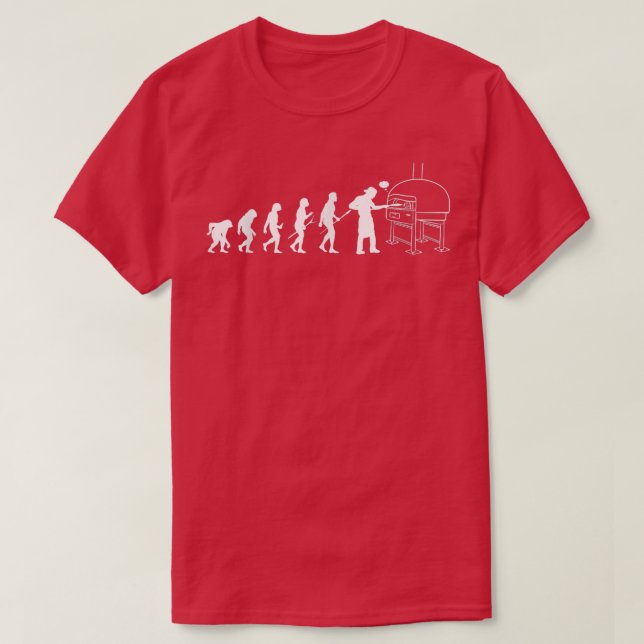 Camiseta Human Evolution Pizza Delivery Guy Eating Pizza It (Frente do Design)
