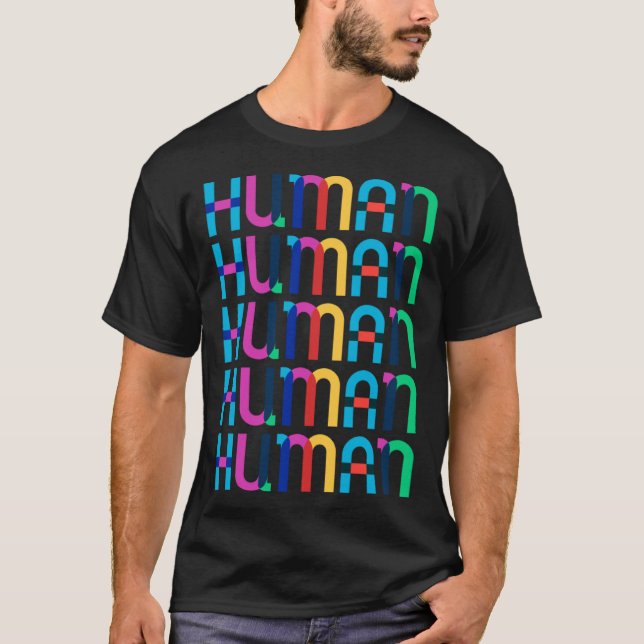 Camiseta HUMAN Gay Pride Month Transgender Rainbow LGBTQ 2 (Frente)