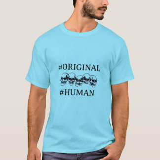 CAMISETA #HUMANO COM CRÂNIOS EM AZUL