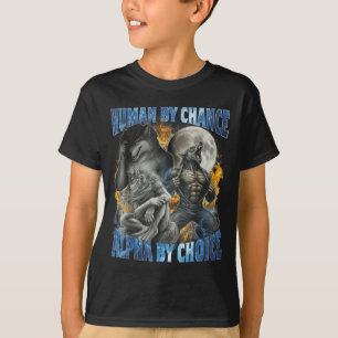 Camiseta Humano Engraçado Por Acaso Alfa Por Escolha Lobo C