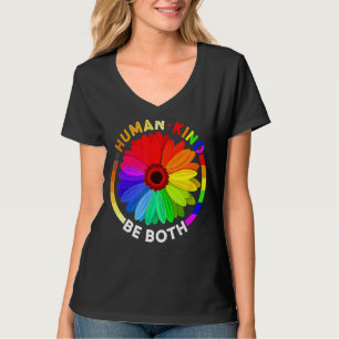 Camiseta Humano Seja Ambos Daisy Rainbow Lgbt Ally Pride M