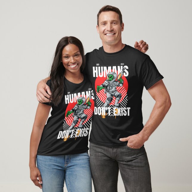 Camiseta Humanos não existem Alienígena Engraçado Vintage O (Unissex)