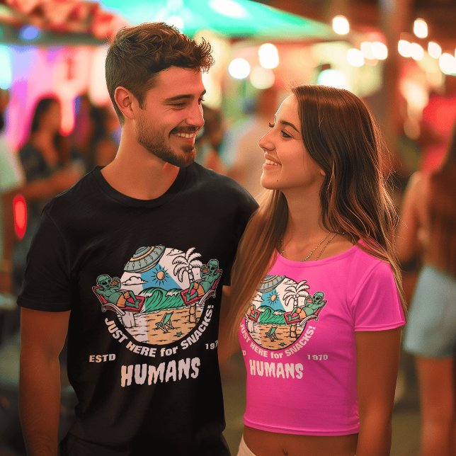 Camiseta Humanos? Só aqui para os Snacks! Alienígena Hallow (Criador carregado)