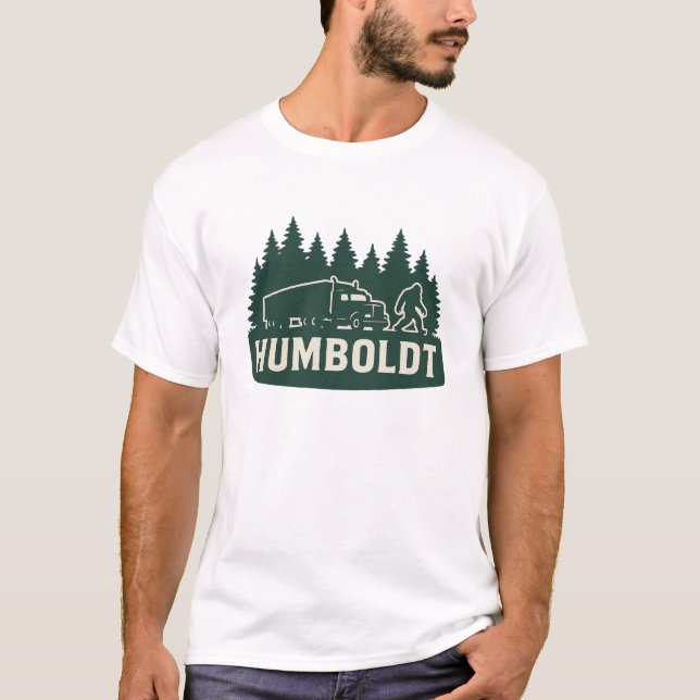 Camiseta Humboldt Bigfoot Semi-Truck & Forest Silhouette (Frente)