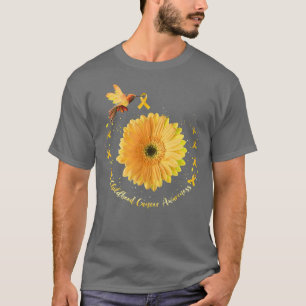 Camiseta Hummingbird Amarelo Cancer de Infância de Girassol