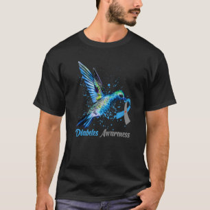 Camiseta Hummingbird Blue & Cinza Fita Tipo 1 Diabetes Awa
