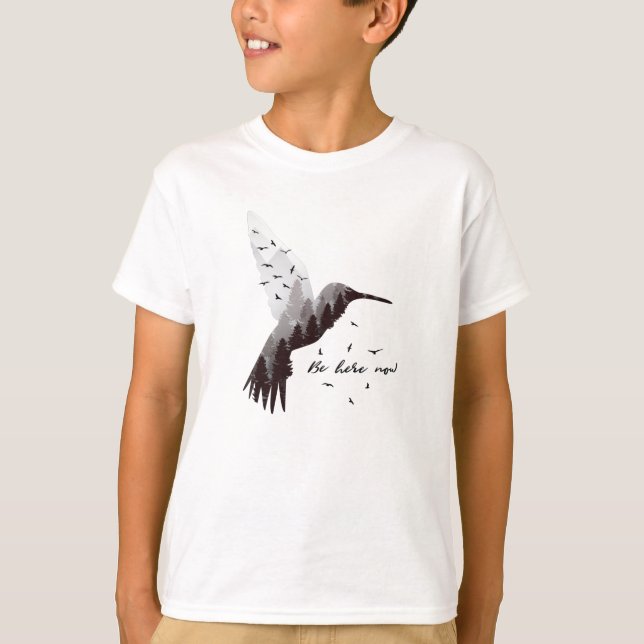 Camiseta Hummingbird com Floresta. (Frente)