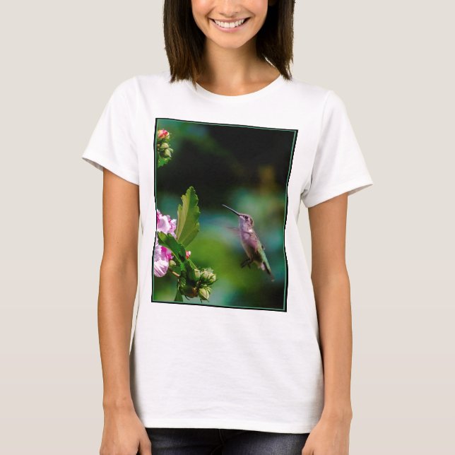 Camiseta Hummingbird com garganta de rubi - Fotografia orig (Frente)