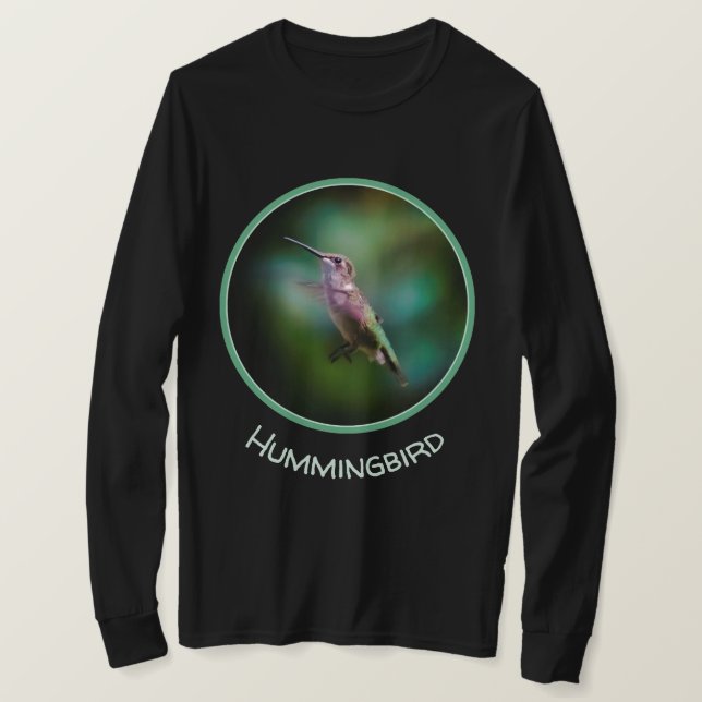 Camiseta Hummingbird com garganta de rubi - Fotografia orig (Frente do Design)