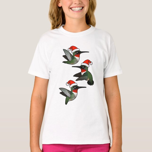 Camiseta Hummingbird com garganta de rubi natalino (Frente)