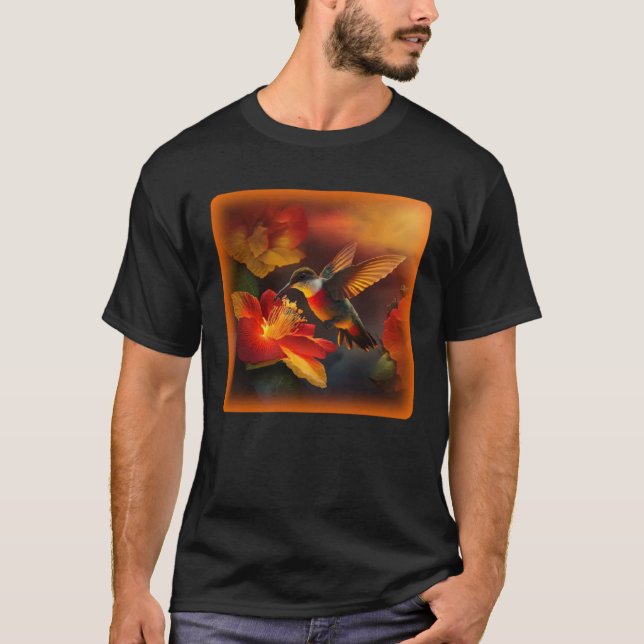 Camiseta Hummingbird Hibiscus Flower Morning Sunrise Nature (Frente)
