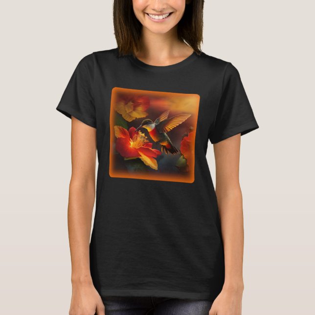 Camiseta Hummingbird Hibiscus Flower Morning Sunrise Nature (Frente)