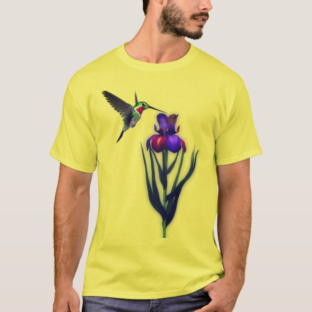 Camiseta Hummingbird Iris Flower (Frente)