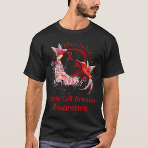 Camiseta Hummingbird Peace Love Cure Sickell Anemia Awa