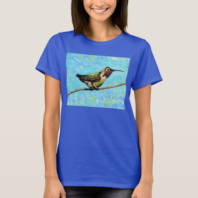 Camiseta Hummingbird Pronto para Pintura Voadora (Frente)