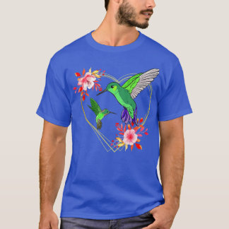 Camiseta Hummingbird Red Heart Flowers Humminbird Hummingbi