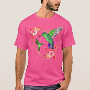 Camiseta Hummingbird Red Heart Flowers Humminbird Hummingbi
