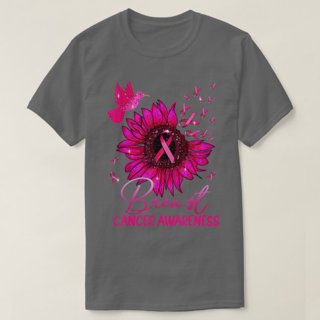Camiseta Hummingbird Rosa Girassol Sensação do Cancer (Frente do Design)