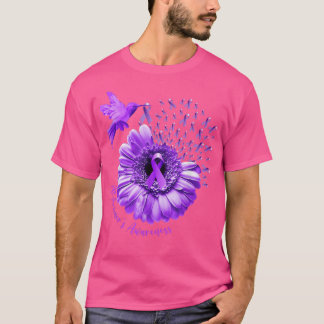 Camiseta Hummingbird Roxo de Girassol Alzheimer Consciência