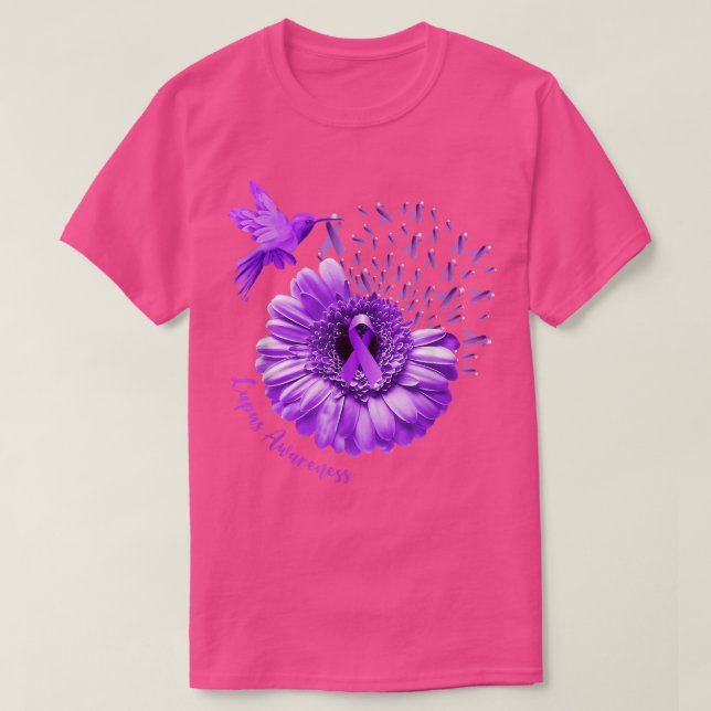 Camiseta Hummingbird Roxo Roxo Roxo Sensibilização (Frente do Design)