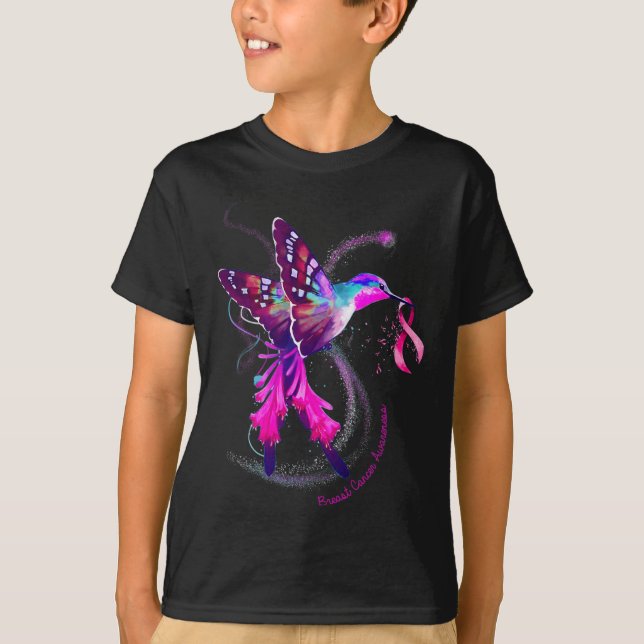 Camiseta Hummingbird Segura Fita Rosa Cancer de Fita Awaren (Frente)