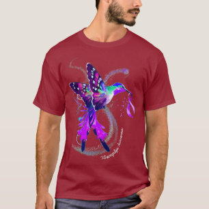 Camiseta Hummingbird Segurando Fibromialgia Roxa