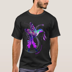 Camiseta Hummingbird Segure uma Fita Roxa Sensibilização pa