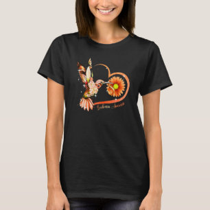 Camiseta Hummingbird Sunflower Heart Orange Ribbon Leucemia