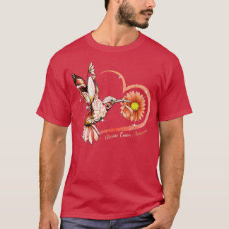 Camiseta Hummingbird Sunflower Heart Peach Ribbon Uterine C