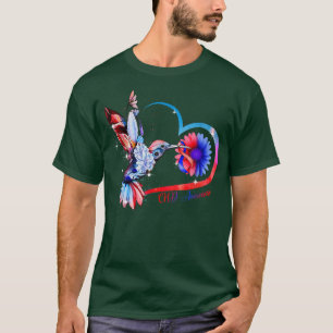 Camiseta Hummingbird Sunflower Heart & Red Ribbon CHD