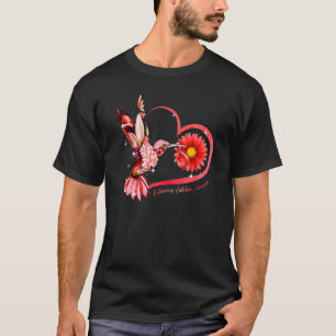 Camiseta Hummingbird Sunflower Heart Red Ribbon Pulmonar E