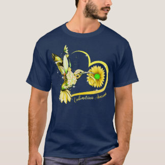 Camiseta Hummingbird Sunflower Heart Yellow Ribbon Endome