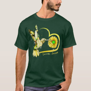 Camiseta Hummingbird Sunflower Heart Yellow Ribbon Sarcoma