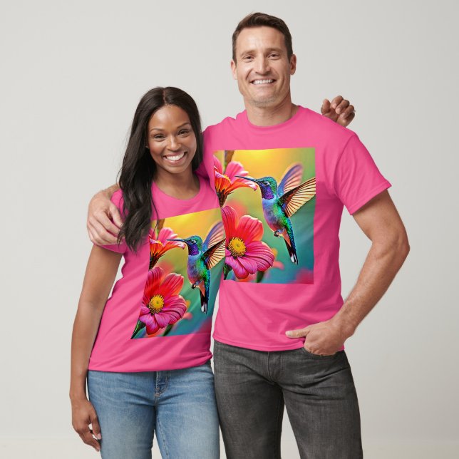 Camiseta Hummingbird vibrante no Sunset Design (Unissex)