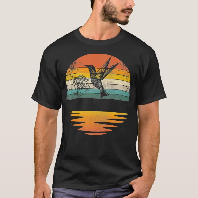 Camiseta Hummingbird Vintage Retro Sunset Hummingbirds (Frente)