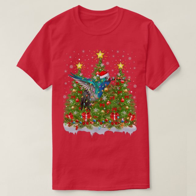 Camiseta Hummingbird Xmas Lights Papais noeis Hummingbird C (Frente do Design)
