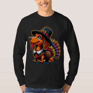 Camiseta Humor Ação de Graças Turco Weiner Dachshund Dog