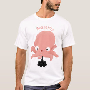Camiseta Humor animado de polvo de bebê rosa e bonito